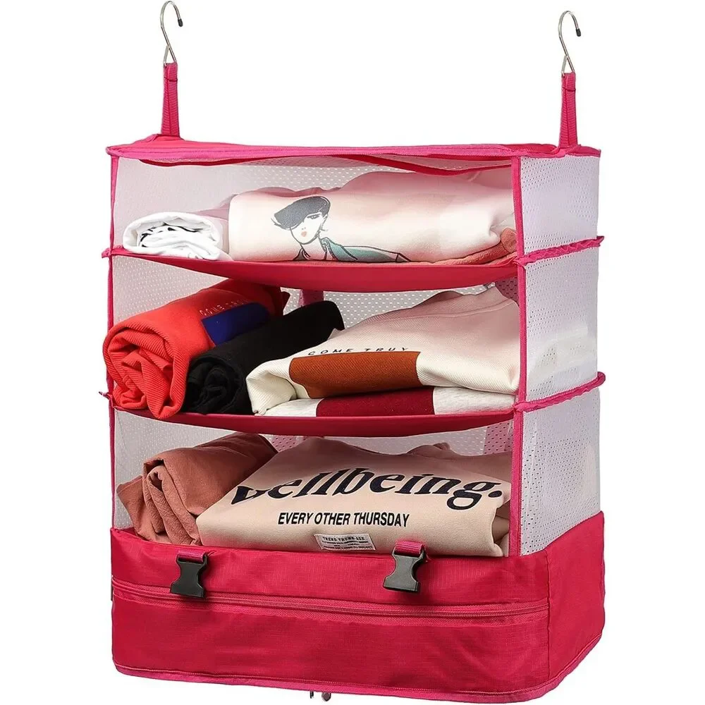 Hanging Packing Cubes Portable Closet Shelves Travel Collapsible Organizer